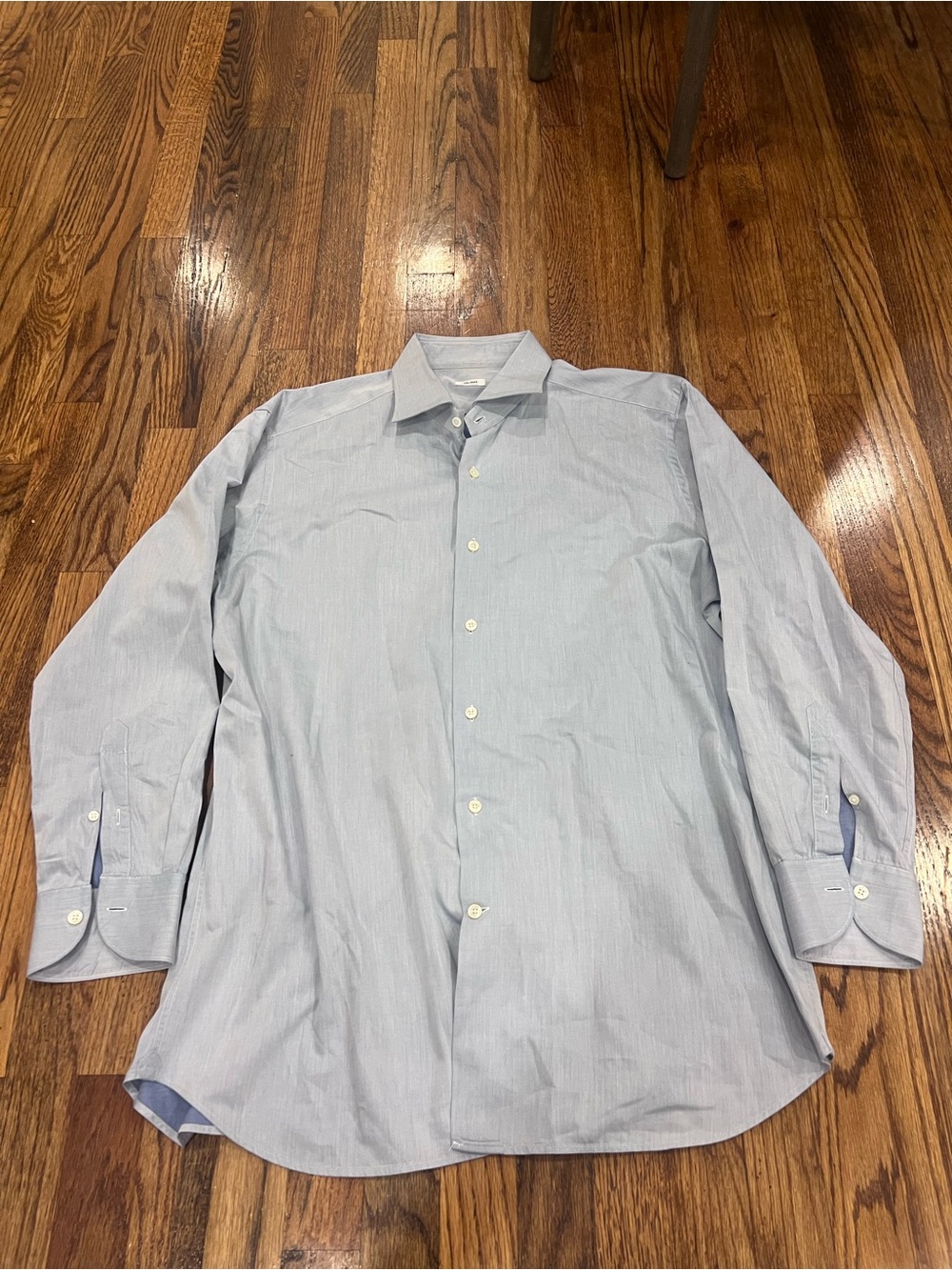 Caliban Men’s Dress Shirt Regular Fit Made in Italy Cotton Blue Size 17.5/44